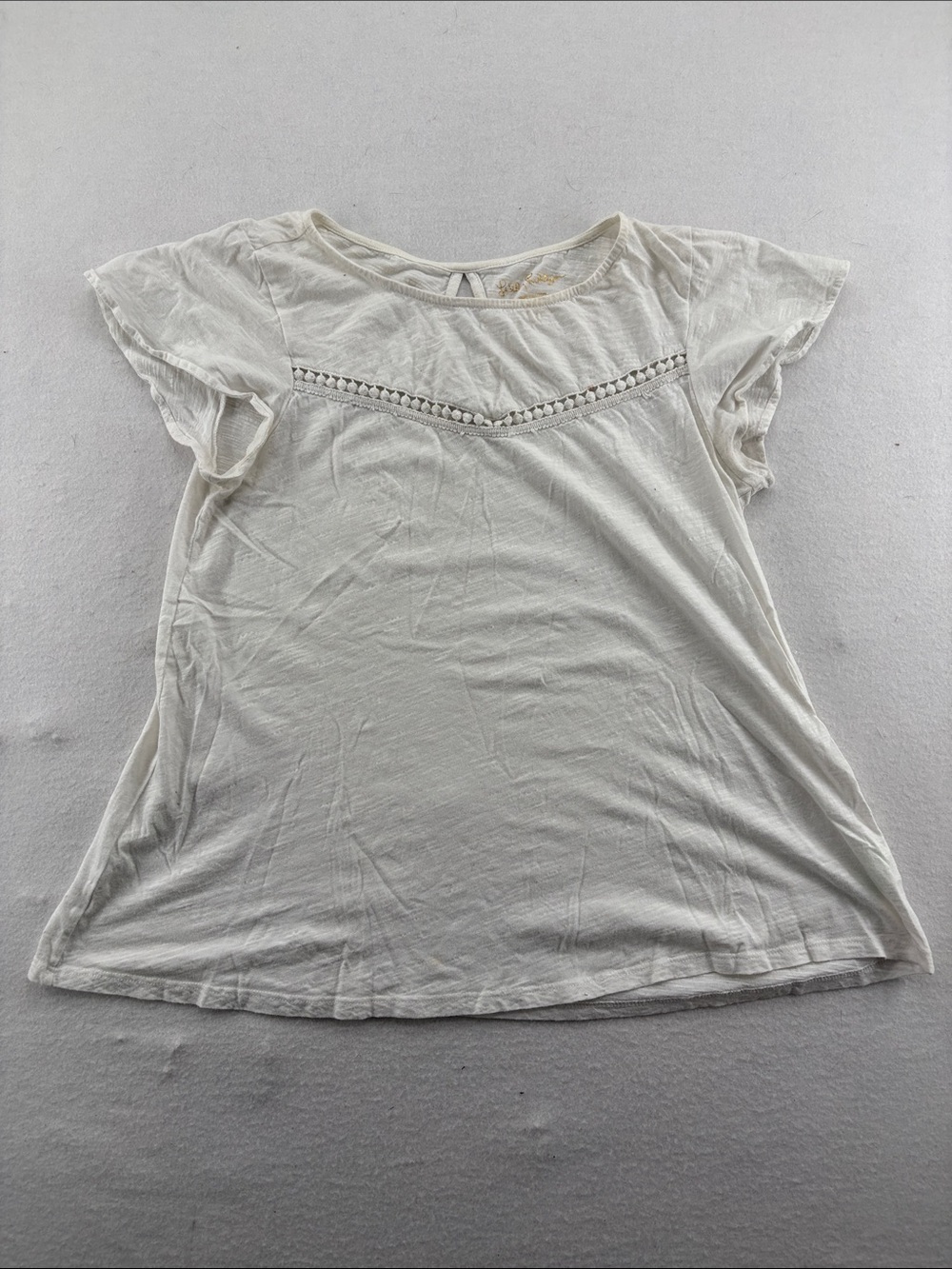 Lilly Pulitzer white Crochet-Trim Short Sleeve Top